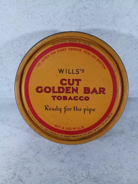 Wills Cut Golden Bar Tobacco Round Tin Vintage