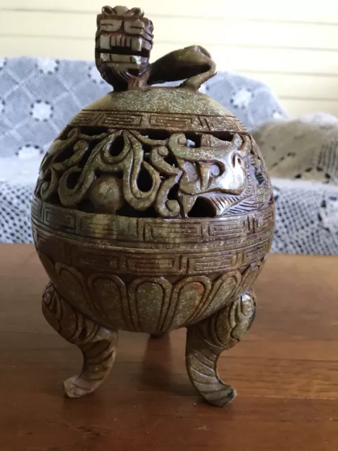 Stunning Vintage Chinese Censer Foo Dog Lion Incense Burner