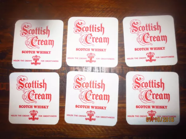 6 x SCOTISH CREAM SCOTCH  WHISKY Coasters Australian  1990,s Issue