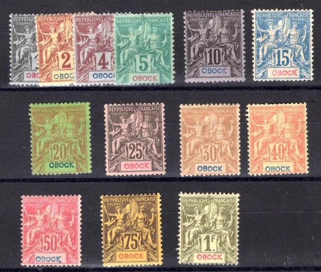 OBOCK 1892  Yvert 32-44 * SCHÖNER SATZ ALLEGORIE (H1016