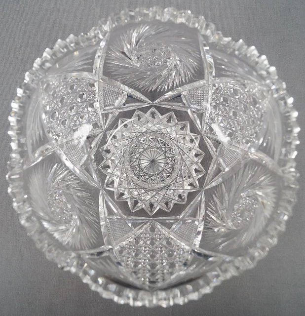 ABP American Brilliant Period Buzz Hobstars Fans Cane 8 Inch Cut Crystal Bowl