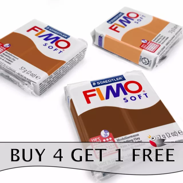 FIMO Soft Polymer Oven Modelling Clay - 57g - Set of 3 - Choc, Cognac & Caramel