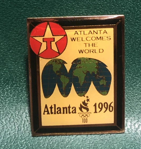 Vintage Gold Tone Pin 1996 Atlanta Olympics Texaco World Logo New Old Stock