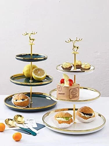 3 Tier Cup Cake Ceramic Stand，Cup Cake Tier Stand， Dessert Stands，3 Tier