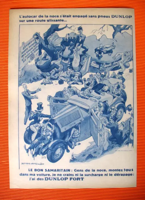 Publicite De Presse Dunlop Pneu Illustration Delarue-Nouveliere French Ad 1931
