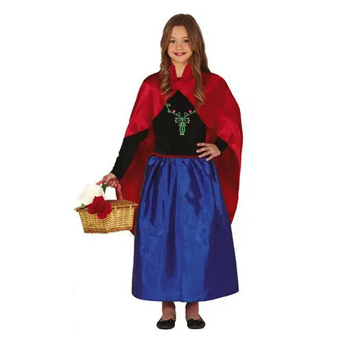 Costume principessa Anna Frozen abito lungo bambina blu e rosso favole carnevale