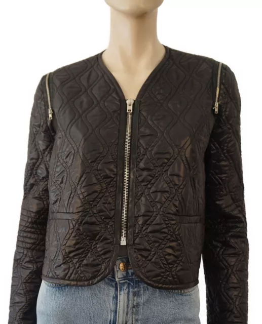 ALEXANDER WANG Convertible Quilted Black Shell Bomber Jacket 8