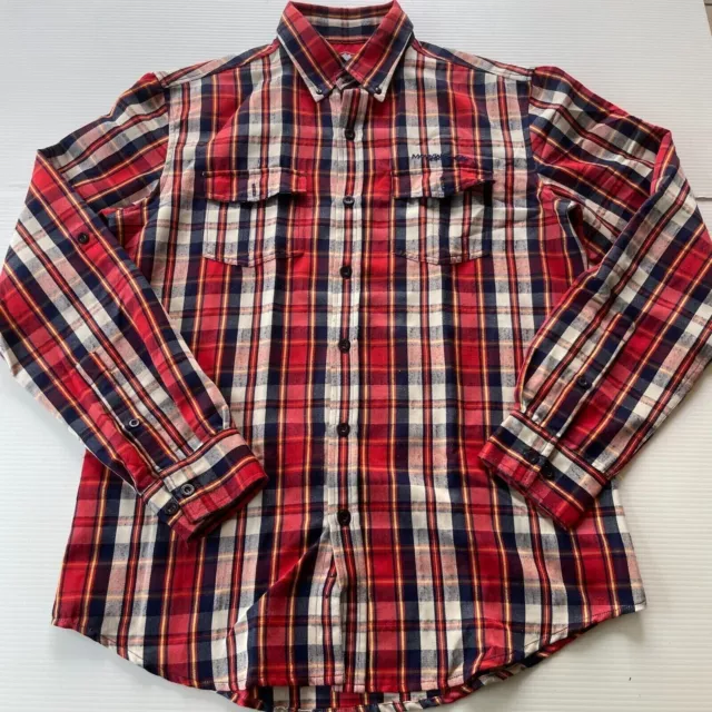 Mountain Designs Wanderer Checkered Long Sleeve Up Shirt Mens Size M Flanel Red