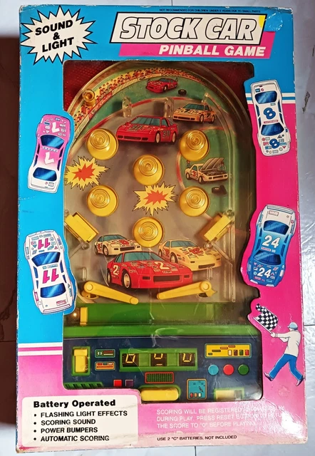 Vintage 1992 Soma Table Stock Car Pinball Game, Sound, Battery, New in Box