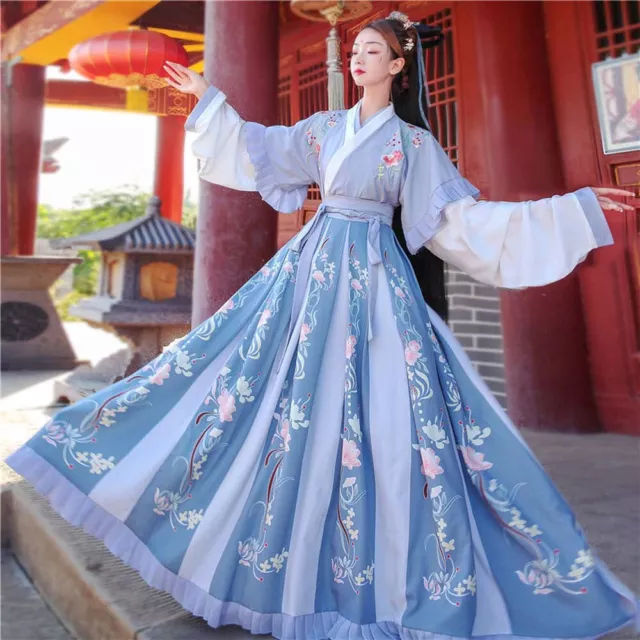 Women Hanfu Dress Traditional Chinese Outfit Ancient Folk Dance Stage Costumes