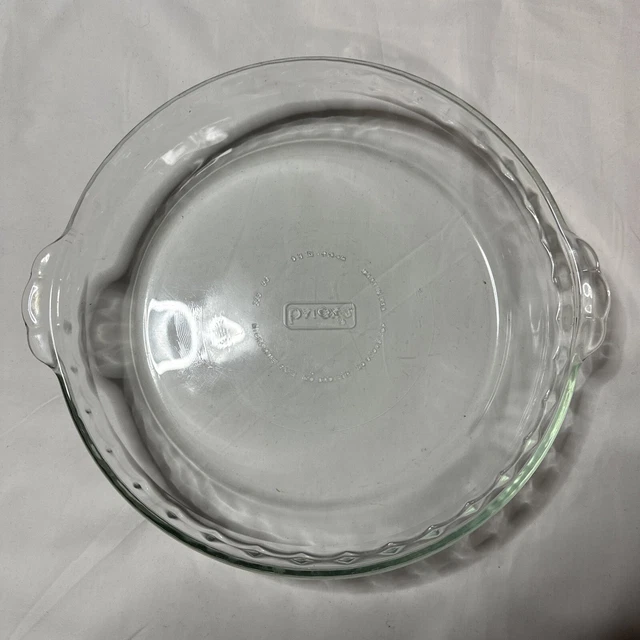 VINTAGE PYREX CLEAR Glass Fluted 10" Pie Pan 229 Crimped Deep Dish