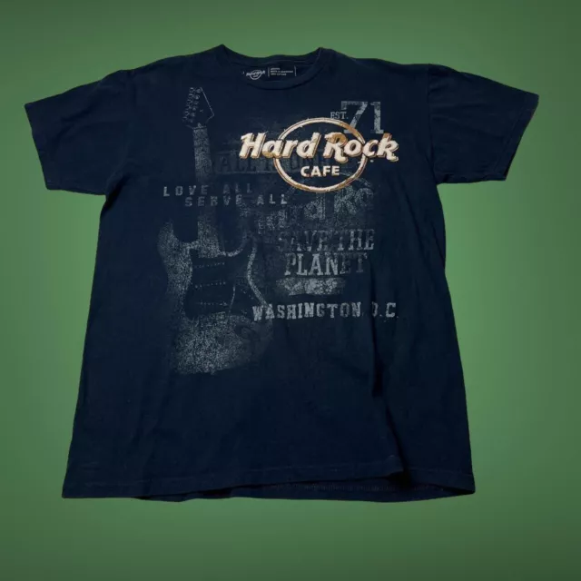 Navy Blue Hard Rock Cafe T-Shirt Graphic Tee Travel Size Medium Washington DC