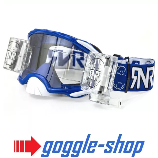 Rip N Roll Rnr Platinum Motocross Mx Enduro Wvs Roll-Off Goggles 48Mm - Blue