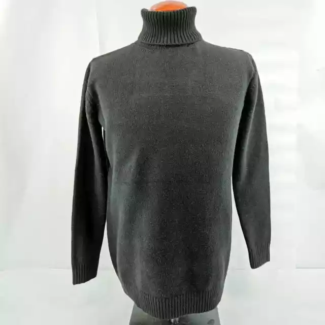 Hugo Boss Sweater Mens Large Wool Pullover Black Turtle Neck Knit Casual Adult