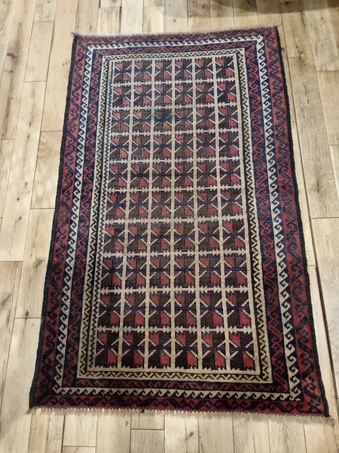 Vintage Hand made Hand Knotted AFGHAN Belouch Rug 130cm X 79cm