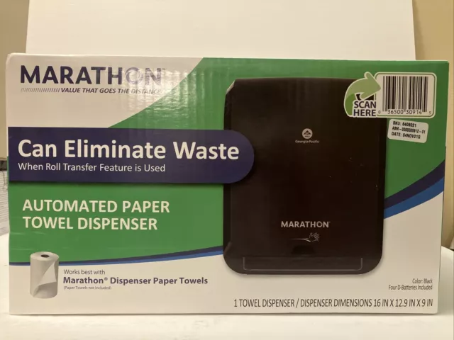 GP Marathon Automated Touchless Paper Towel Dispenser Black Sealed Battery Power