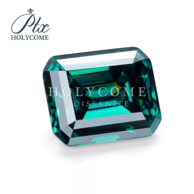 Green Color Moissanite Loose Stone Emerald Cut VVS Gemstone With GRA Certificate