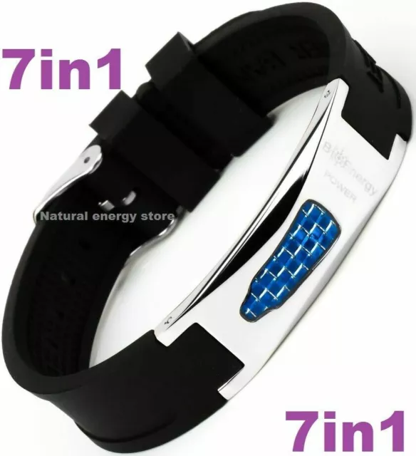 TITANIUM Magnetic Energy Armband Power Bracelet Health Bio 7in1 Bio Black 25