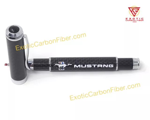 Mustang White Text and Logo Carbon Fiber Ballpoint Pen - GREAT GIFT!!