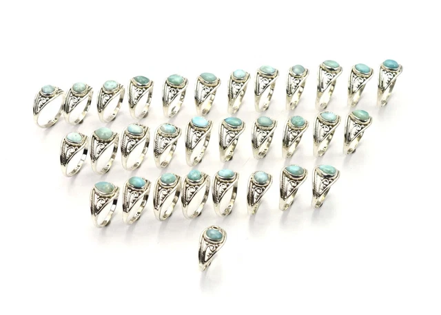 Wholesale 31Pc 925 Solid Sterling Silver Blue Larimar Ring Lot C830