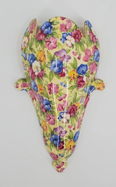 Royal Winton Grimwades Ceramic Chintz Wall Vase/Pocket/Sconce 8” Made In England