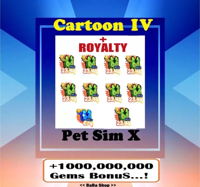 10x Cartoon Coins IV + Royalty Hardcore Rainbow Lu Tiger - Pet Simulator X - PSX