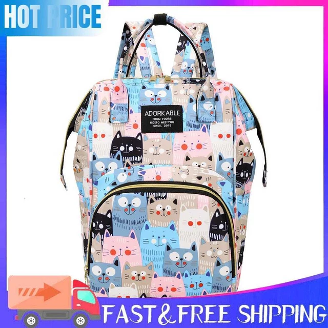 Fashion Women Printing Mummy Diaper Bag Nappy Large Handbag (Gray Cats)