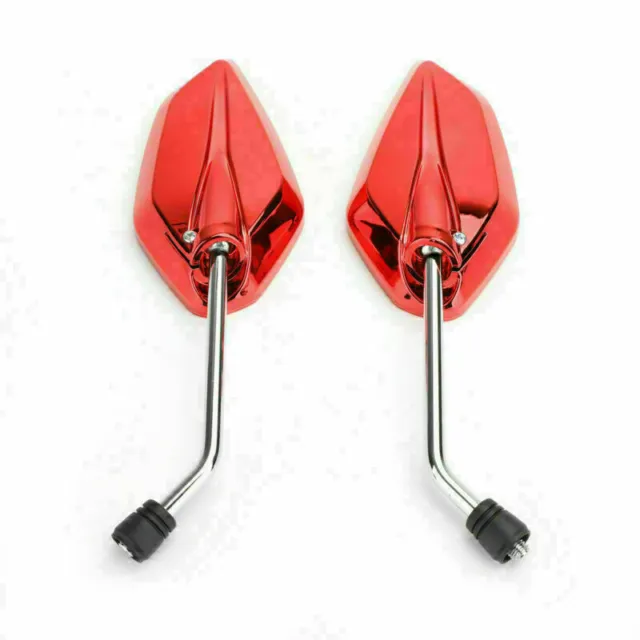 1X 10mm / M10 Universal Red Rear View Mirrors Motorcycle Motorbike Scooter T9