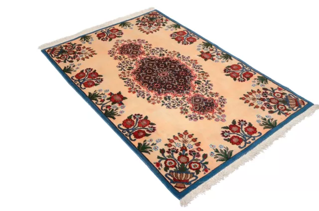 Moud 157 X 106 CM Tapis Oriental Noué à la Main Persan Floral Petit Pont Beige 3