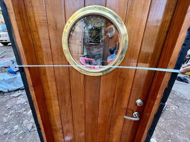 Antique Refurbish Authentic Ship Reclaimed Vintage Wooden Door with Brass Window 9