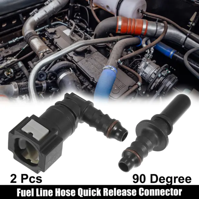 7.89mm SAE to 5/16" 90 Degree Fuel Line Hose Quick Release Connector Nylon 2PCS