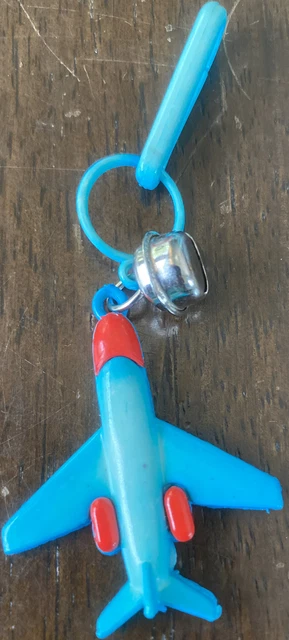 Vintage 1980s Plastic Bell Charm Turquoise & Red For 80s Charm Necklace