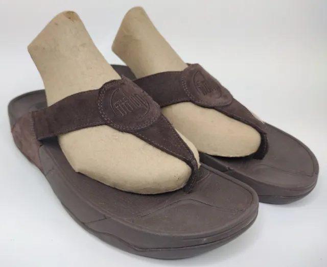 FitFlop Oasis Thong Slide Sandals Womens Size 10 US Chocolate Brown Suede