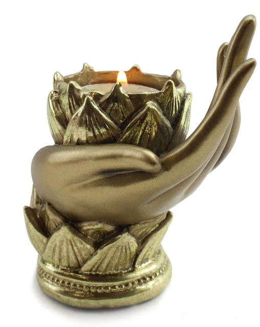 Buddha Yoga Mudra Candle Holder Lotus Gesture Hand Shape Meditation Relaxing