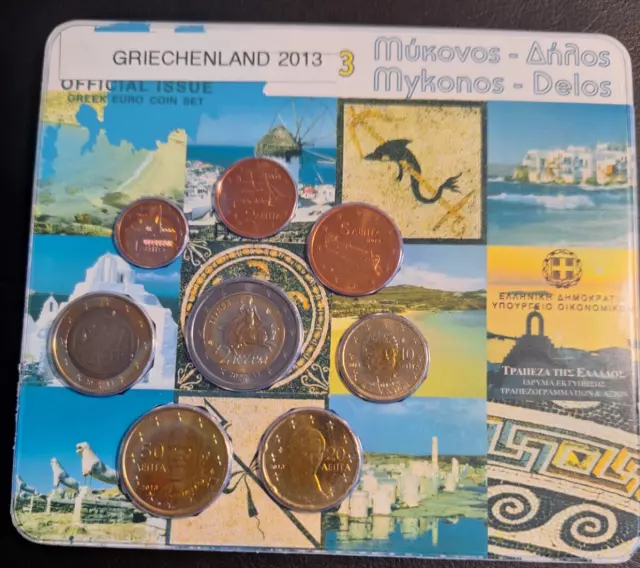 KMS Griechenland  2013, Offizieller Kursmünzensatz 2013, Mykonos, NEU, OVP