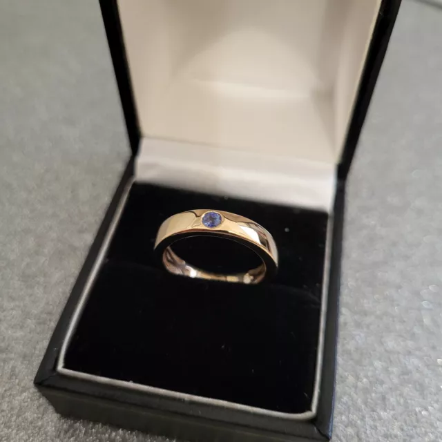 Madagascar Sapphire Band Ring In 14k gold over Sterling Silver