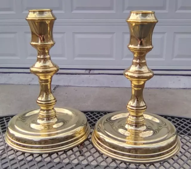 Set of 2 BALDWIN Brass Candlestick  Holder ~ RALEIGH - 6" tall - Colonial style