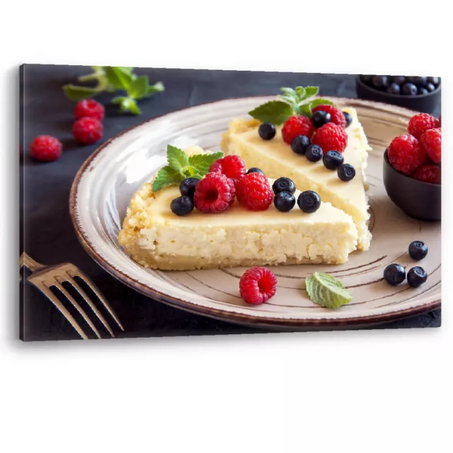 Homemade Cheesecake Berry Cake Fruit Framed Luxury Canvas Wall Art Picture Print