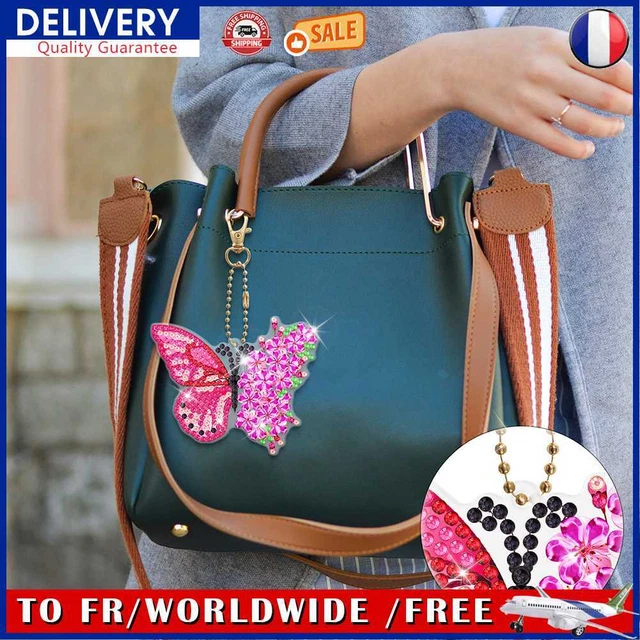 6pcs Diamond Art Keychains Rhinestone Pendant DIY Hanging Ornament for Women Bag