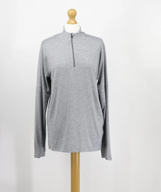 Top Nike Dri Fit Element 1/4 Zip Corsa Leggero Da Uomo Grigio Prezzo Nuovo £60 Hh