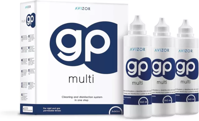 Avizor GP Multi Contact Lens Solution Cleaning Disinfection Multipurpose 720ml