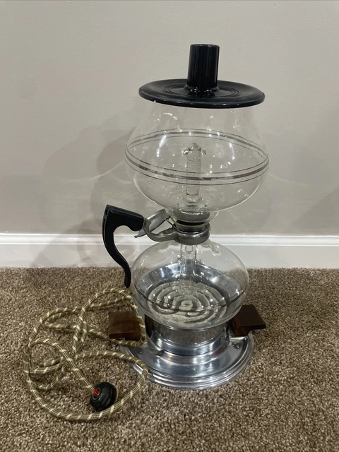 VTG Cory Vacuum Coffee Brewer Pot Glass Filter Rod 8 - 12 Cup Warmer Tray 1950s VTG Cory Vacuum Coffee Brewer Pot Glass Filter Rod 8 - 12 Cup Warmer Tray 1950s