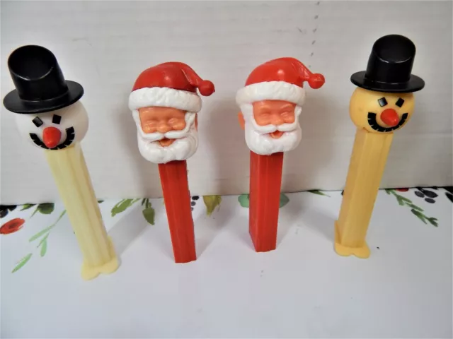 Vintage PEZ Bundle Lot 4 CHRISTMAS HOLIDAY 2 No Foot feet Santa Claus 2 snowman