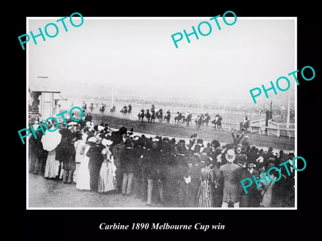 OLD 8x6 HORSE RACING PHOTO OF CARBINE WINNING THE 1890 MELBOURNE CUP