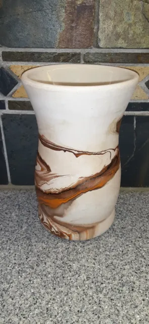 Vtg Nemadji Native American Pottery Vase Oxblood Orange/brown Swirl Type Colors