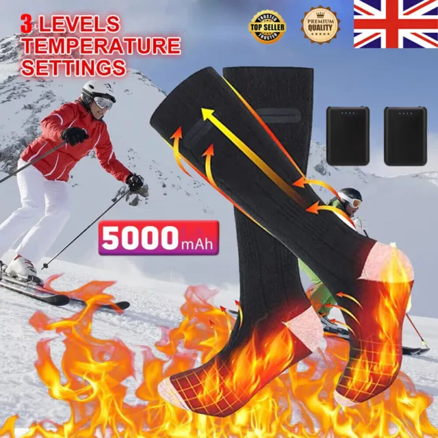 5000mAh Rechargeable Heated Socks for Men Women,Washable Electric Warming Socks
