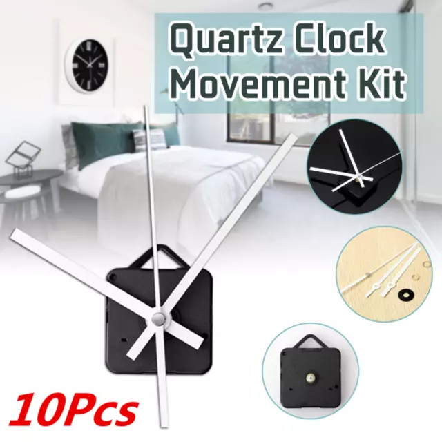 10PC White Hands Spindle Quartz Wall Clock Movement Mechanism Repair Parts Kit 2