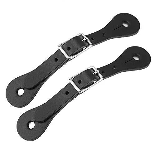 Spur Strap, 1 Pair Handmade Leather Equestrian Spur Strap Cowboy Outfit Black