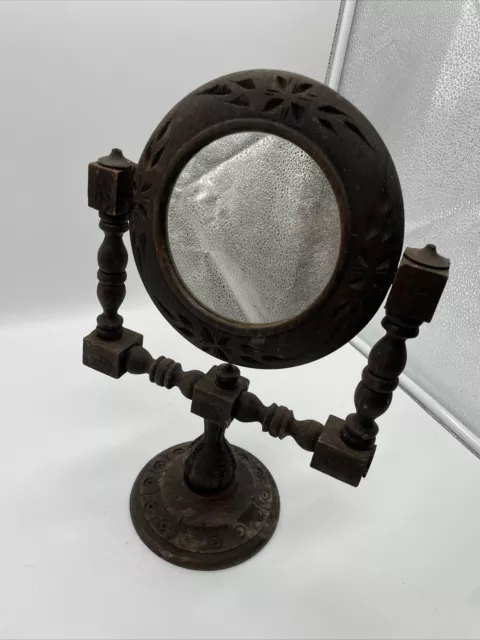 Antique Dresser Top Oval Shave Mirror in Deep Frame