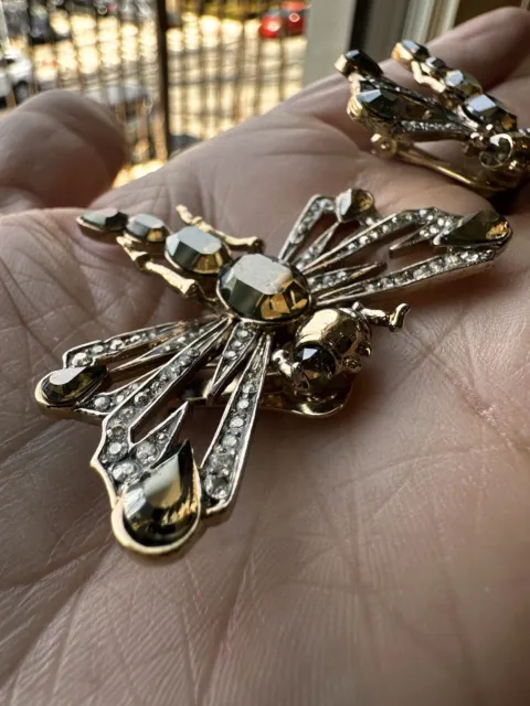 NWT Roberto Cavalli Clip On Dragonfly Earrings With Swarovski Crystals